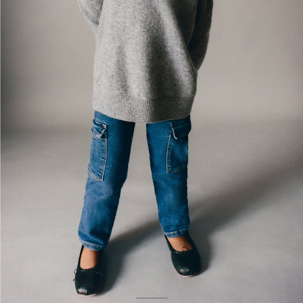 NWT Zara kids cargo pocket denim skinny jeans